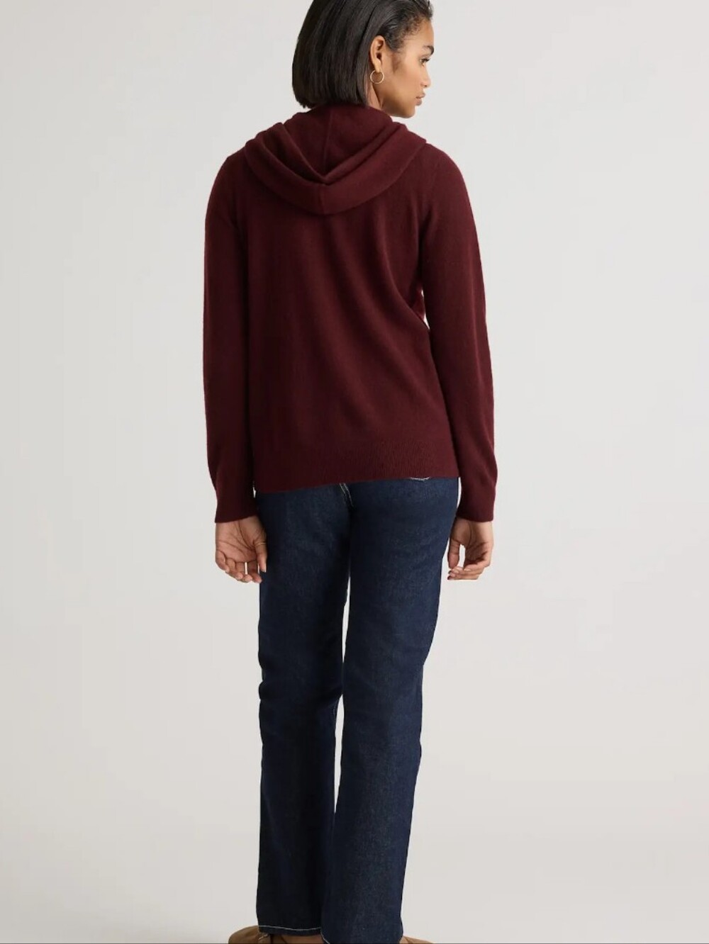 Quince Mongolian Cashmere Full-Zip Hoodie NEW! Maroon Size L - Picture 3 of 6